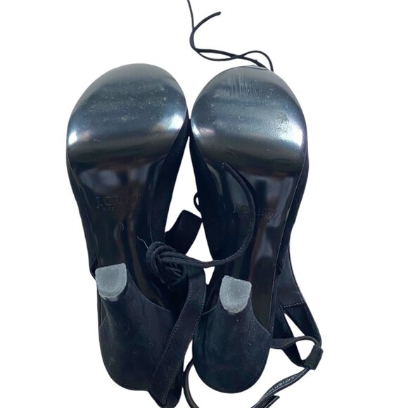 J.Crew Made In Italy Lace Up Heels Black Size 8 Goth Leather Fairy Whimsygoth - Picture 11 of 13